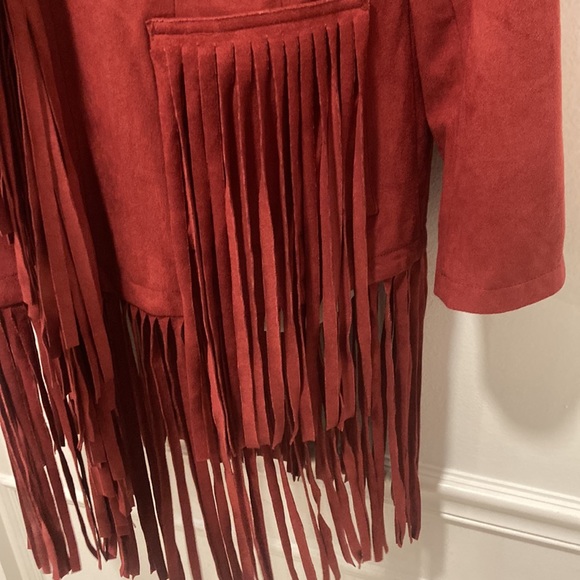 VAKKO FOR I.N.C. Rust Color Faux Suede Fringe Jackets Size Large - Picture 4 of 7
